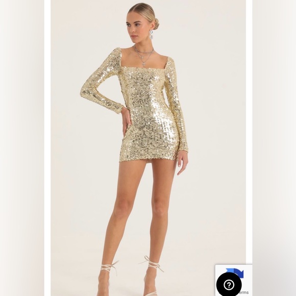 Giulia Sequin Mesh Dress In Gold - Picture 3 of 3